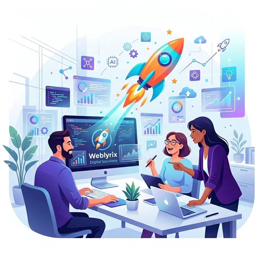 Futuristic Startup Growth & Technology Illustration